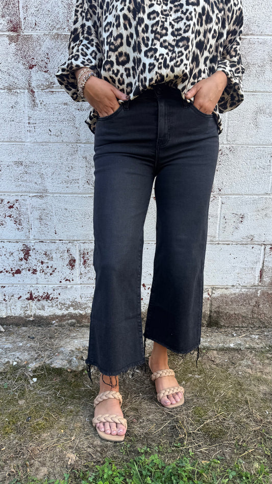 Cropped Black Washed Jeans