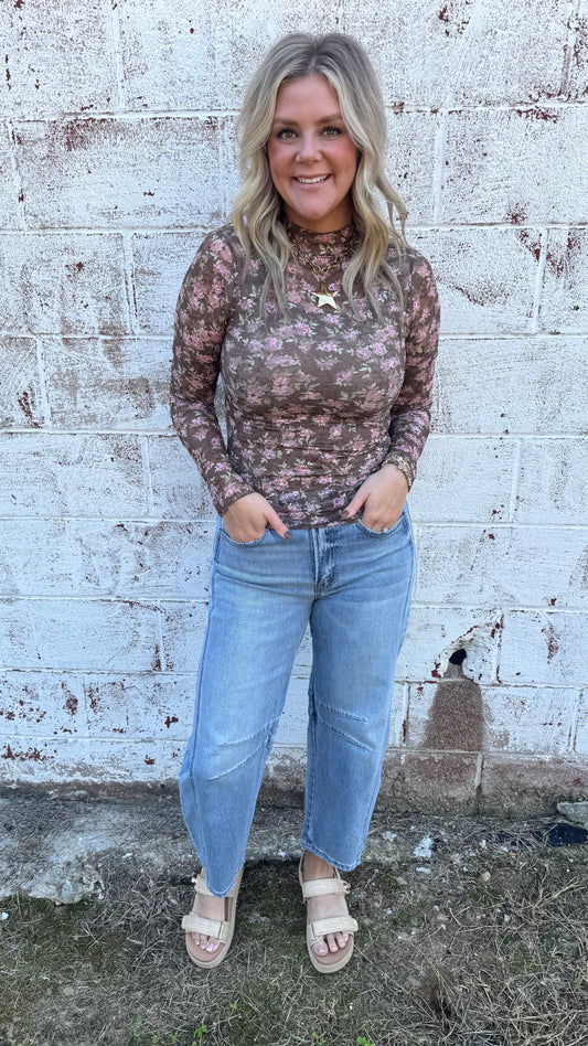 Chocolate Floral Lace Top