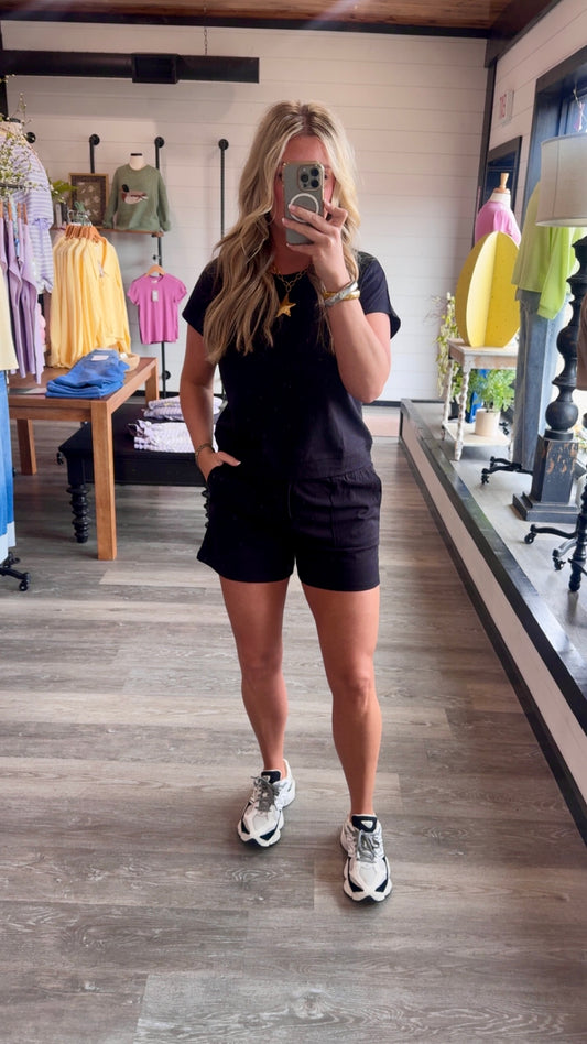 Everyday Cotton Short Set - Black