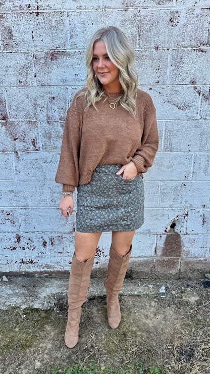 Bella Balloon Sleeve Sweater - Deep Camel