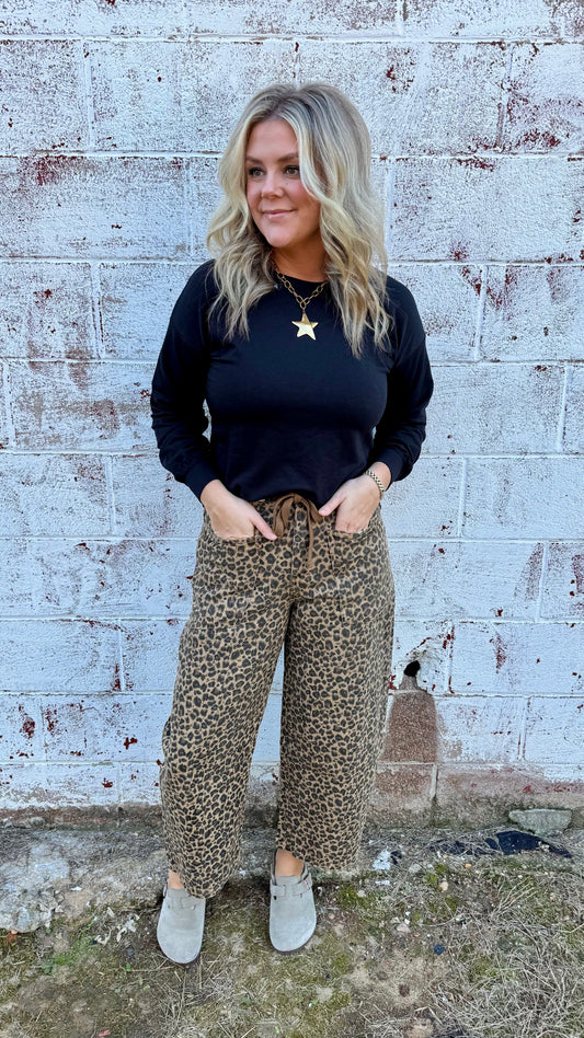 Leopard Barrel Jeans