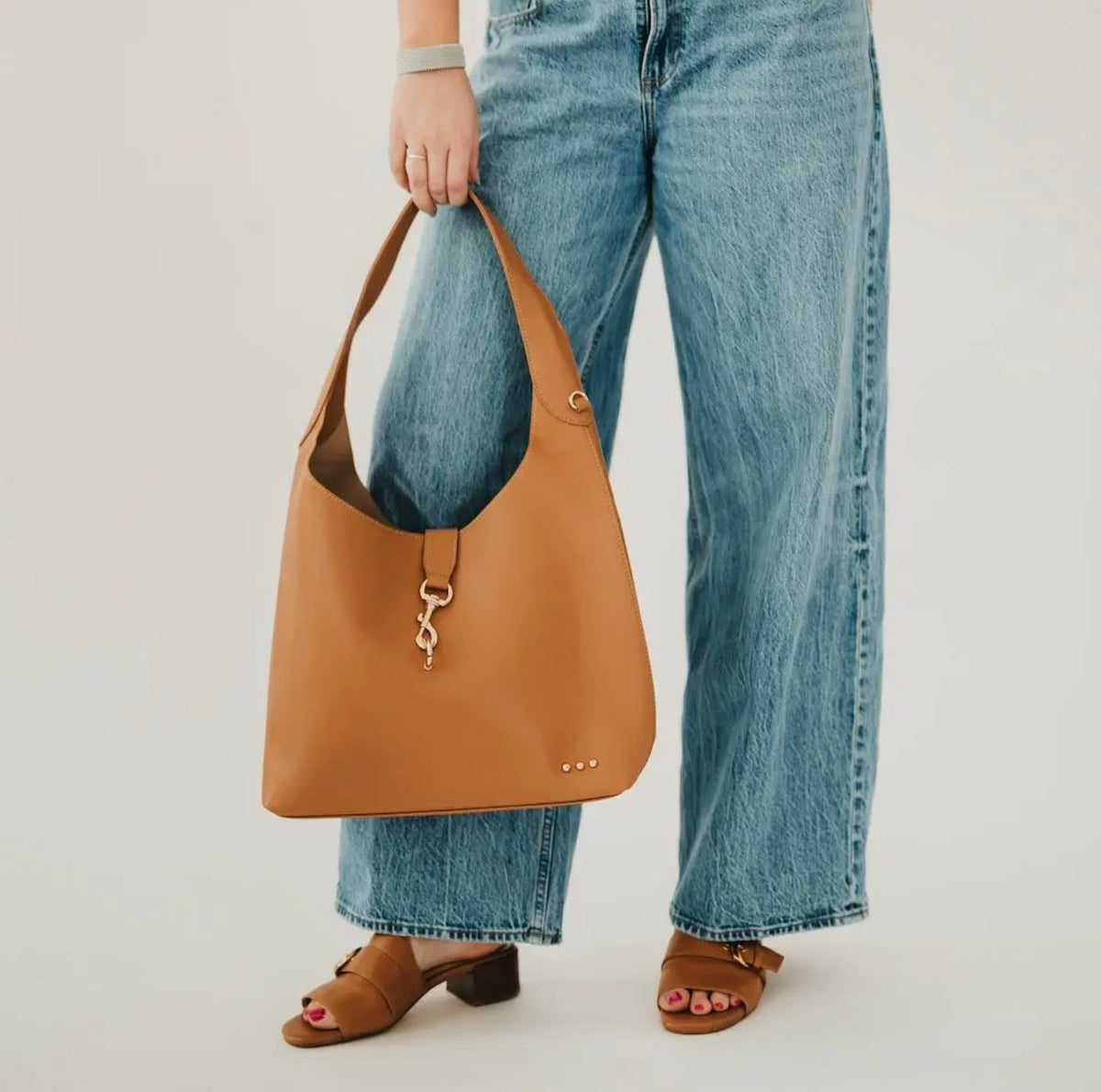 Haddie Hobo Leather Tote - Brown