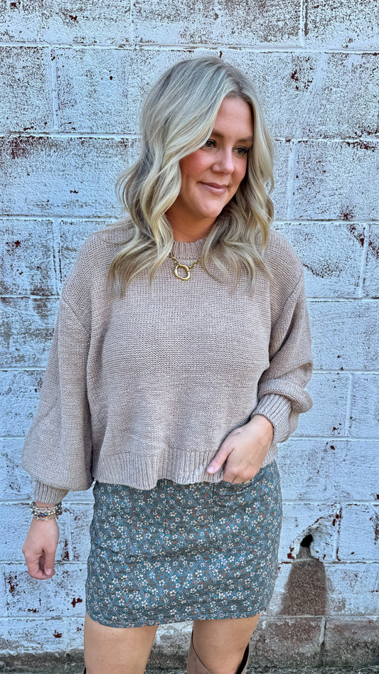 Bella Balloon Sleeve Sweater - Light Mocha