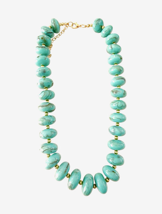 Holly Chunky Beaded Necklace - Turquoise