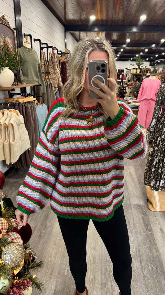 Merry & Bright Striped Sweater