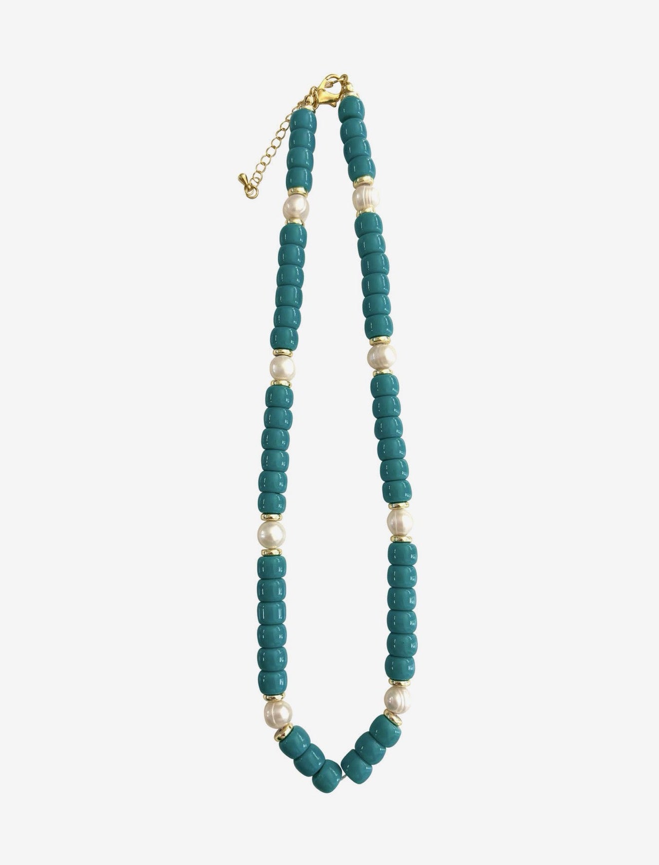 Victory Beaded Pearl Necklace - Teal