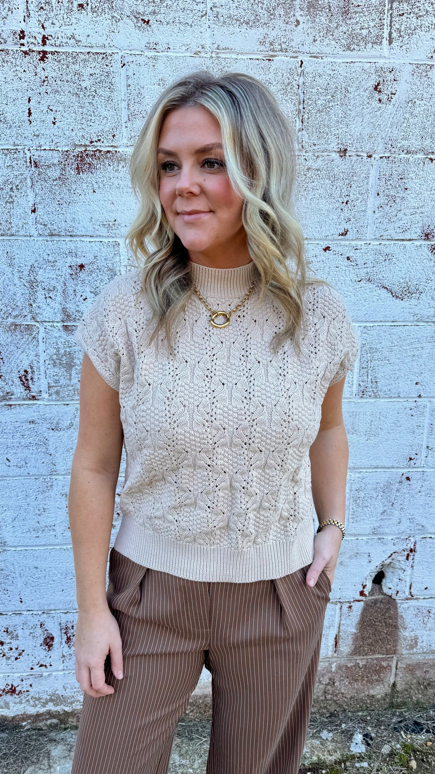 Cable Knit Mock Neck Sweater
