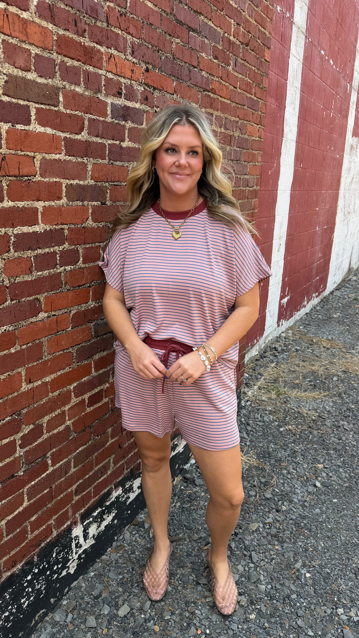 Feeling Dreamy Striped Set - Rust