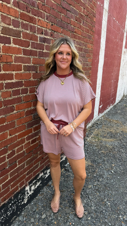 Feeling Dreamy Striped Set - Rust