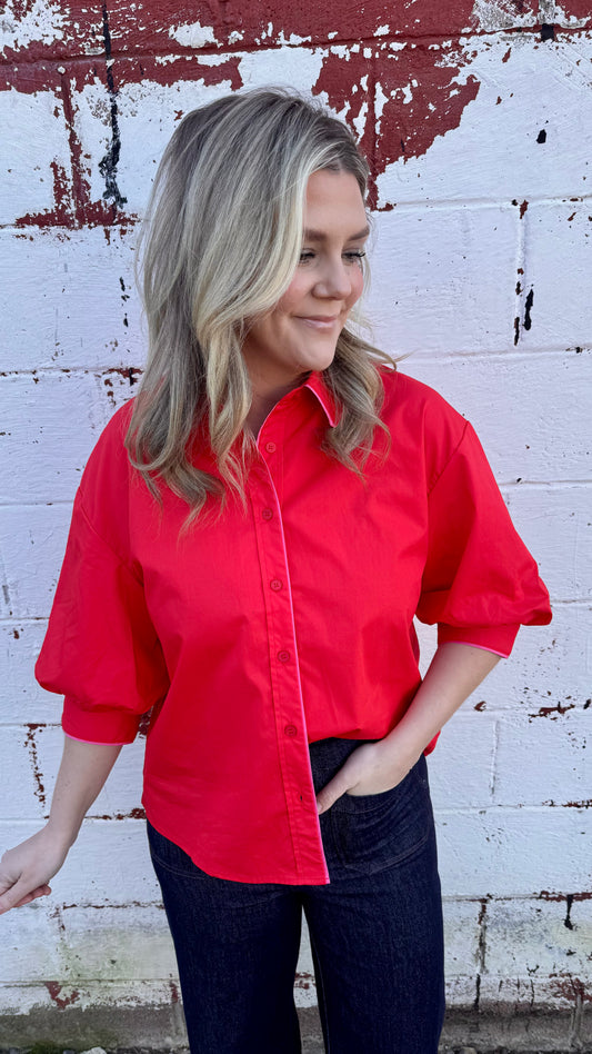Contrast Piping Button Down