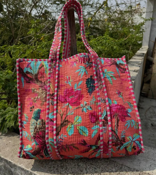 Bohemian Bird Quilted Tote