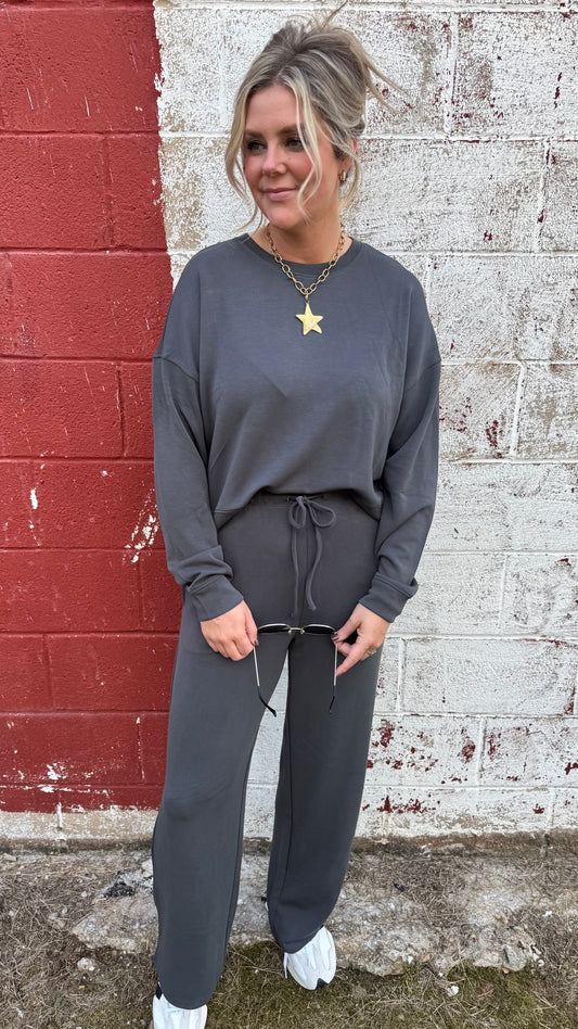 Mono B Wide Leg Pant - Grey