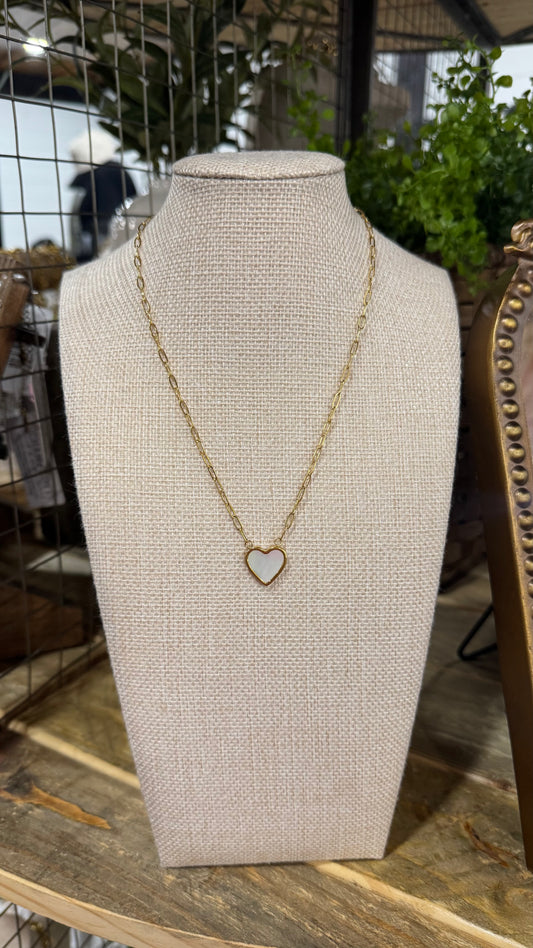 White Heart Necklace
