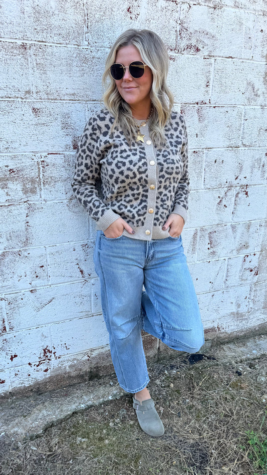 Gold Button Leopard Cardigan