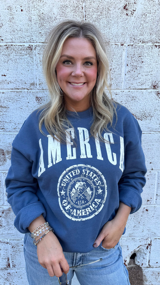 America Fleece Sweatshirt - Blue