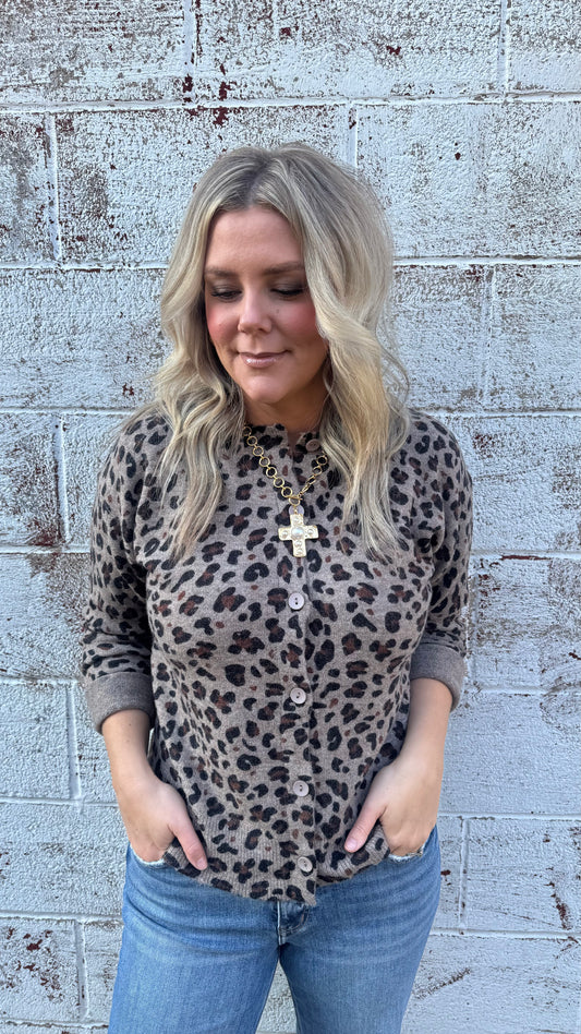Leopard Button Down Cardigan