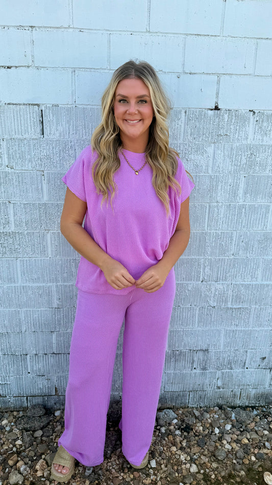Classic Comfort Ribbed Set - Purple