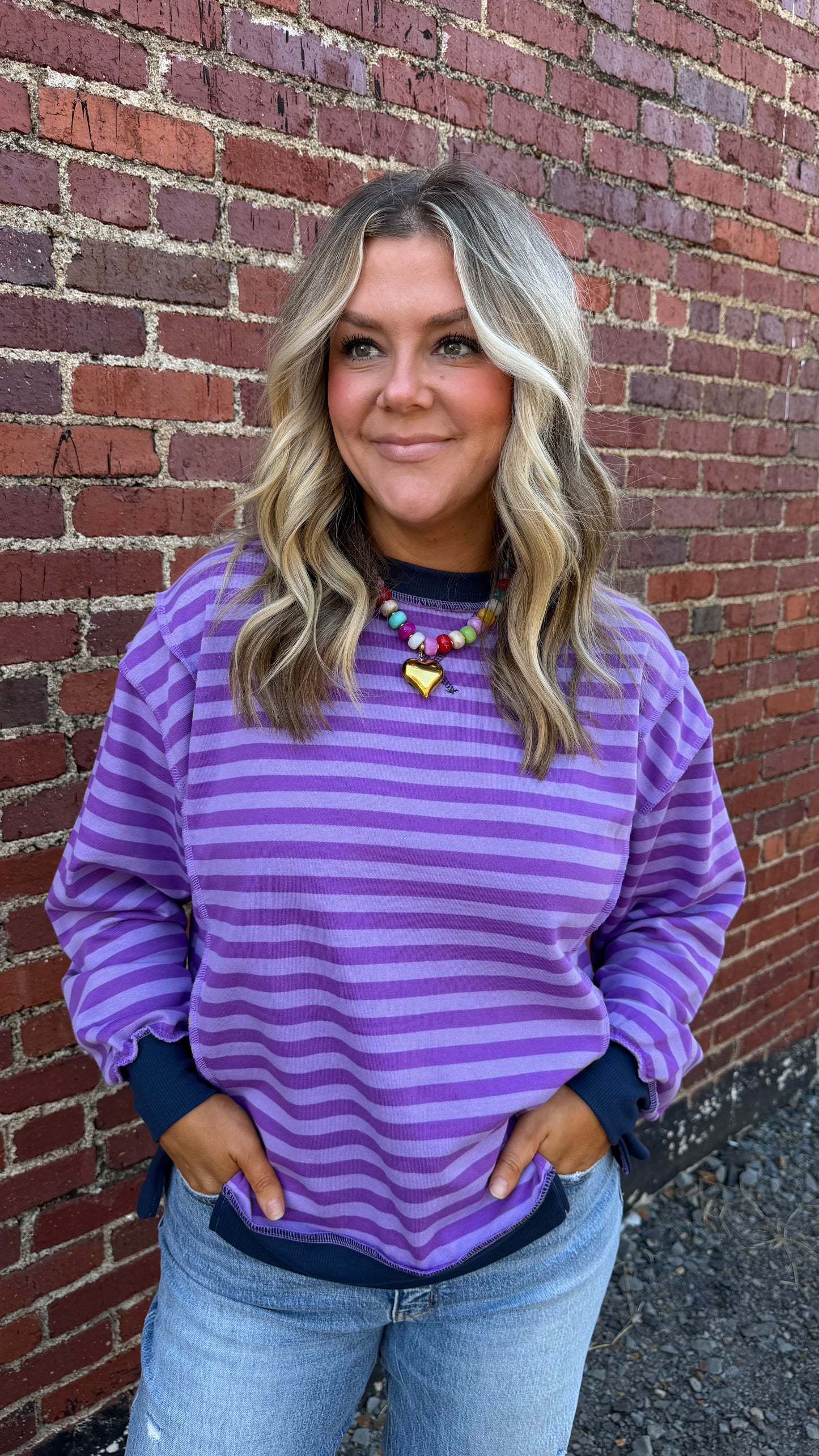 Casual Day Striped Pullover - Purple