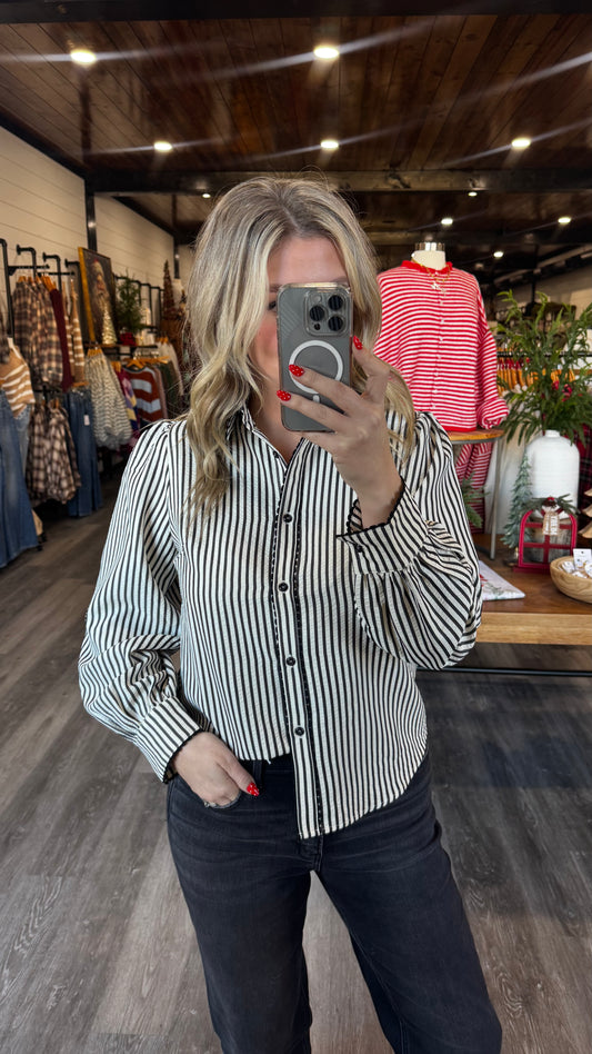 Hallie Striped Top - Black