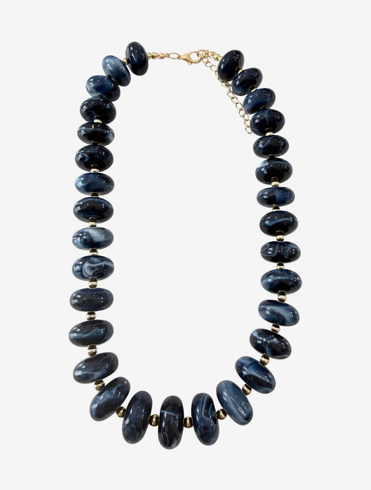 Holly Chunky Beaded Necklace - Navy