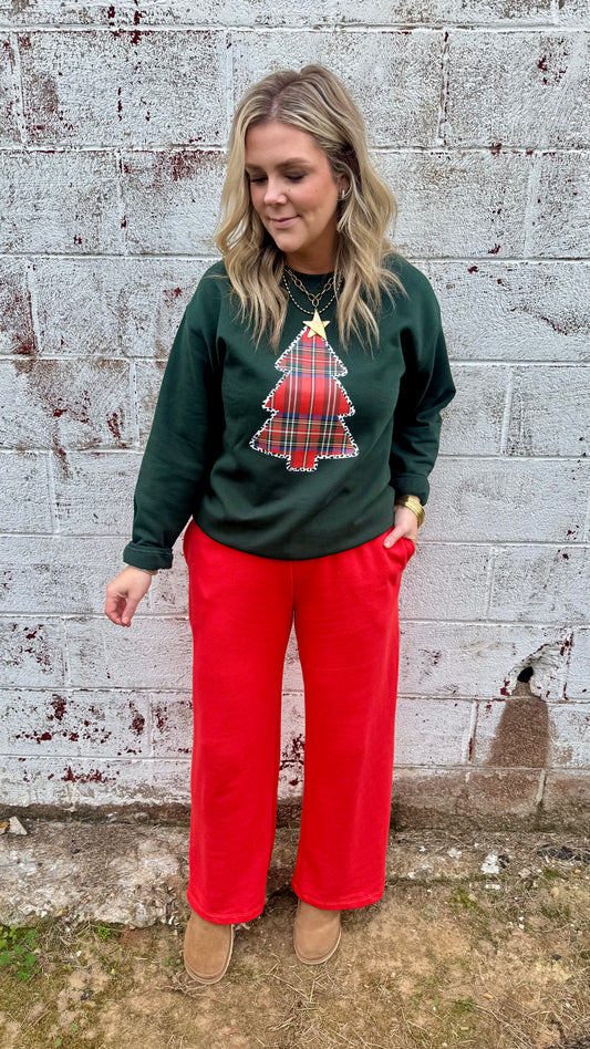 Blaire Banded Sweatpants - Red