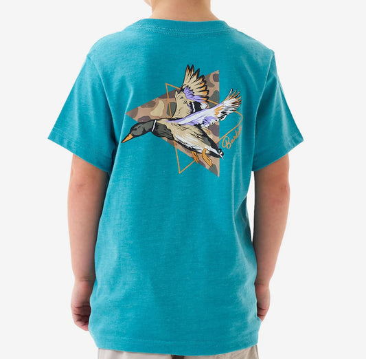 Burlebo Youth Pintail Triangle Duck Tee - Heather Cyan