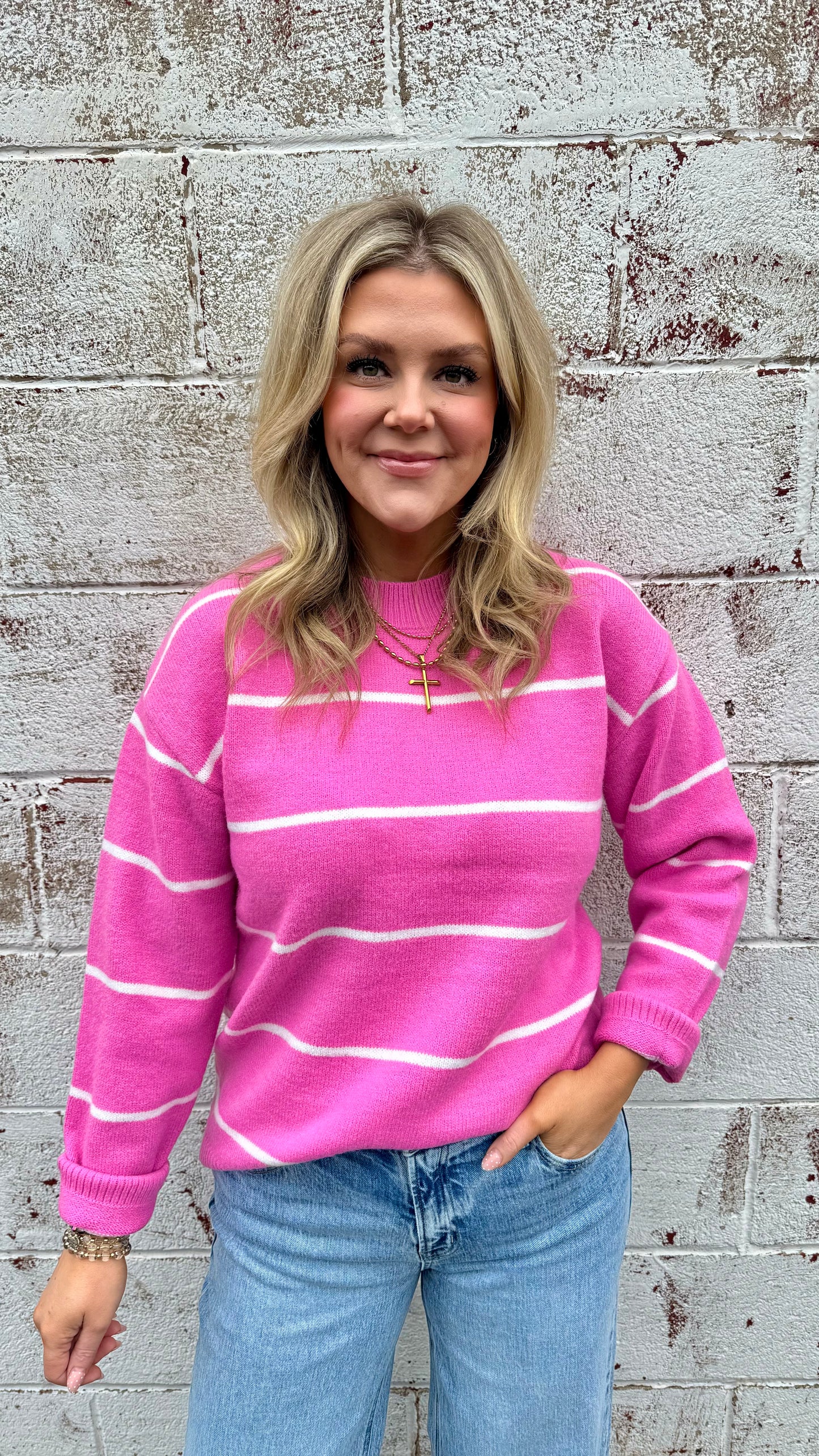 Sierra Striped Sweater - Pink
