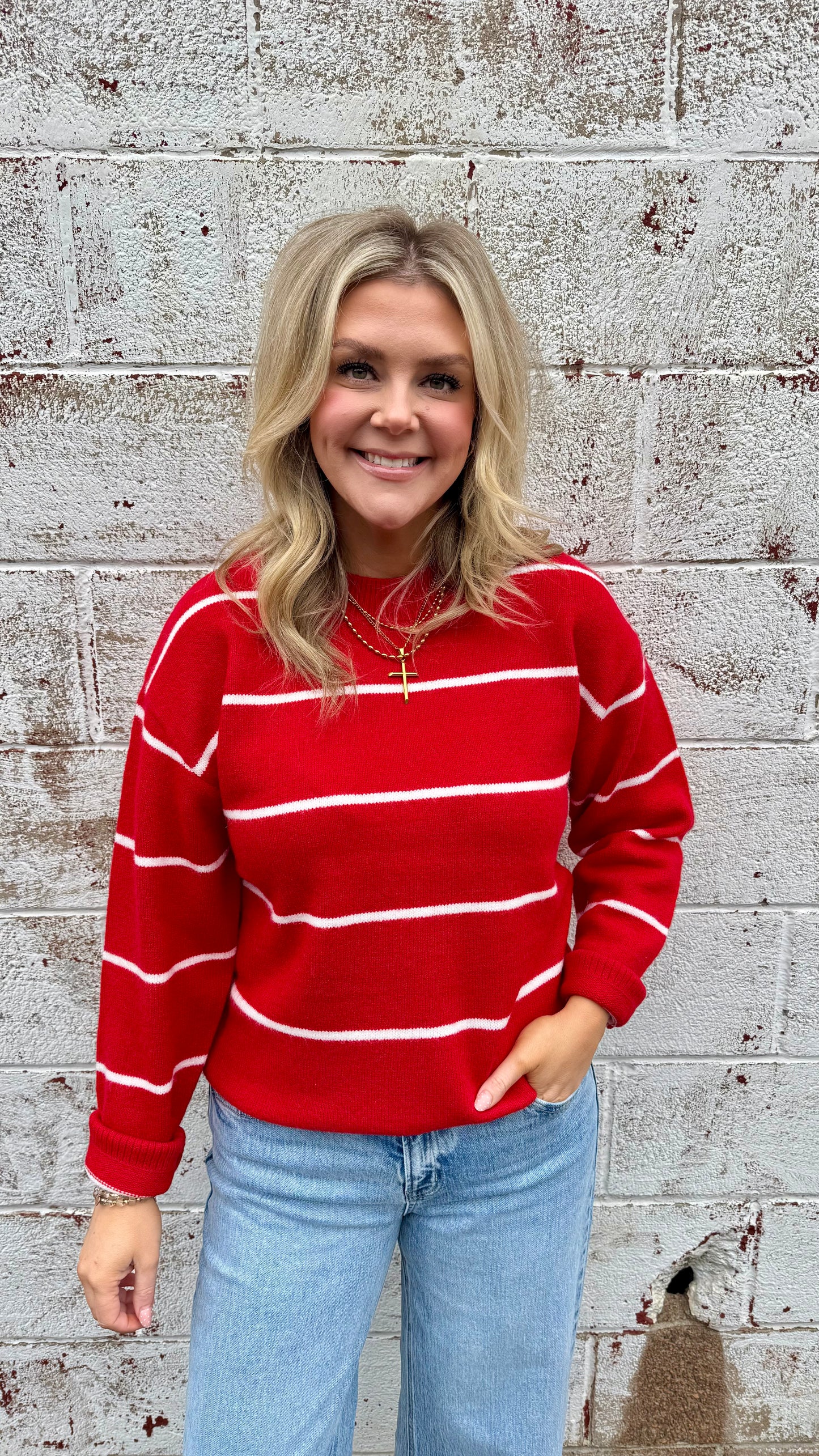 Sierra Striped Sweater - Red