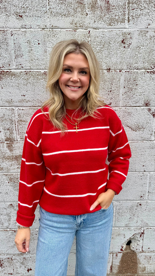 Sierra Striped Sweater - Red