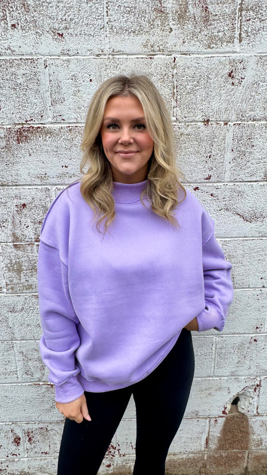 Mazie Mock Neck Sweater - Purple