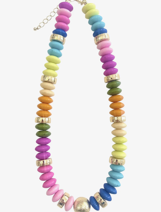 Tobie Beaded Disc Necklace - Rainbow