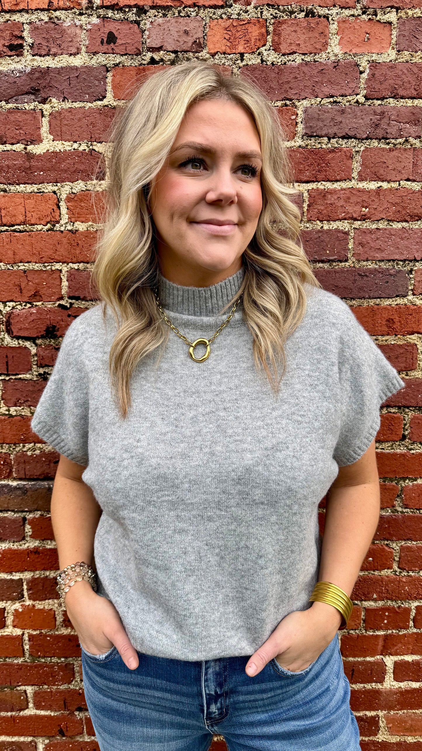 Marti Mock Neck - Heather Grey