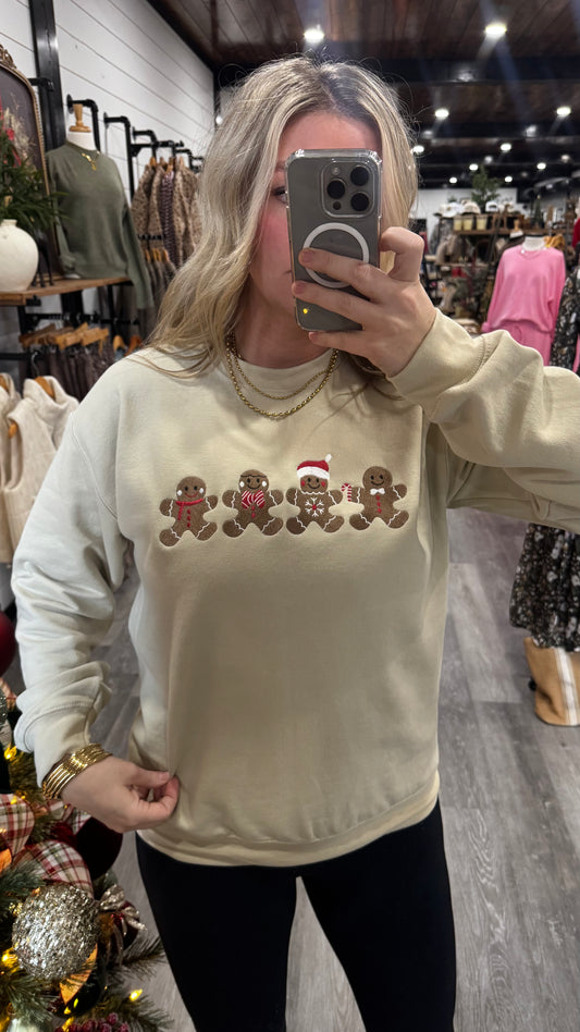 Gingerbread Embroidered Sweatshirt