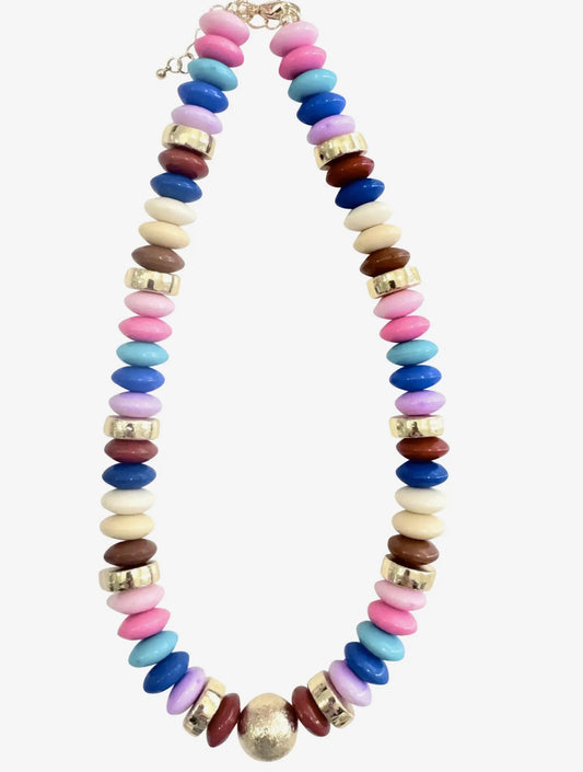 Tobie Beaded Disc Necklace - Neutral