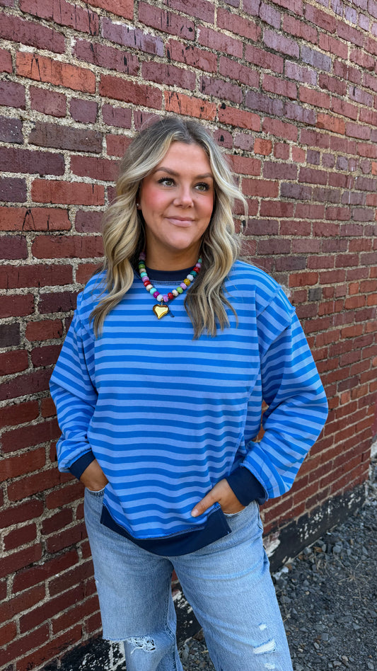 Casual Day Striped Pullover - Blue