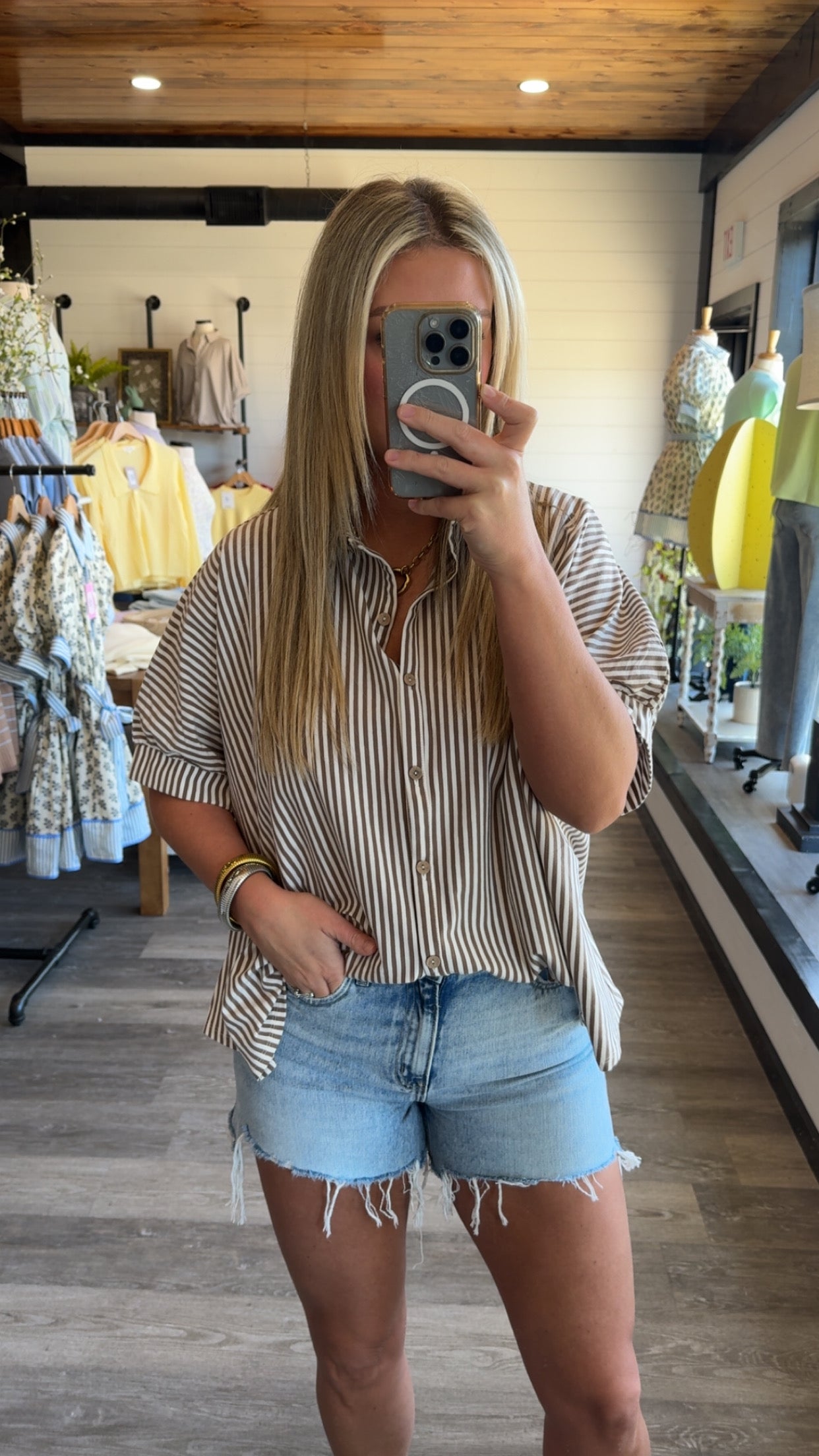 Ginny Striped Top - Mocha