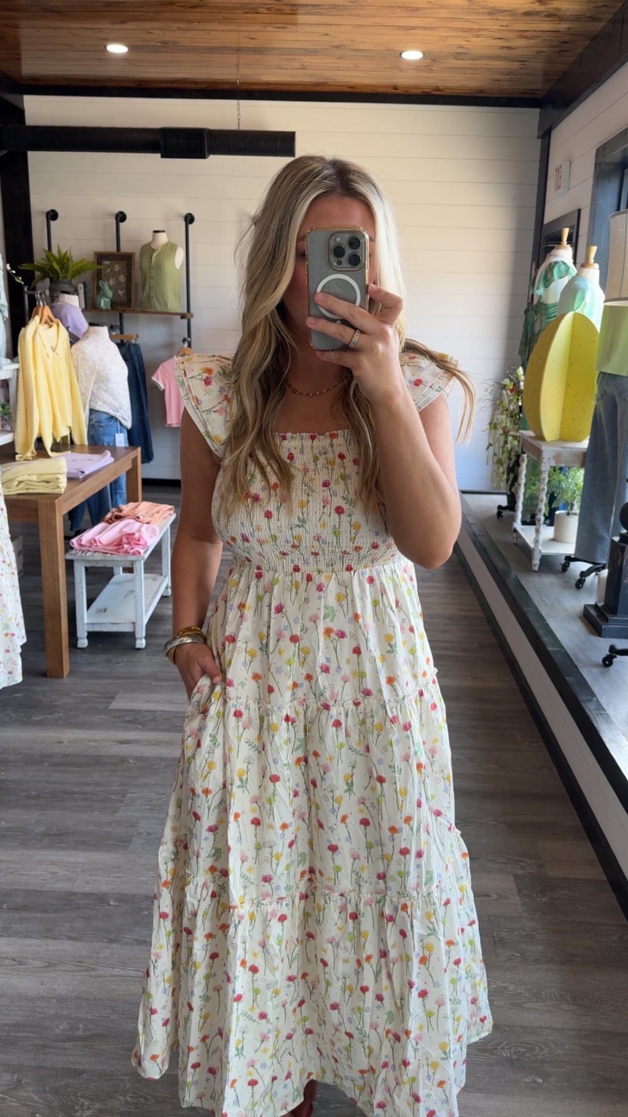 Smocked Floral Maxi Dress