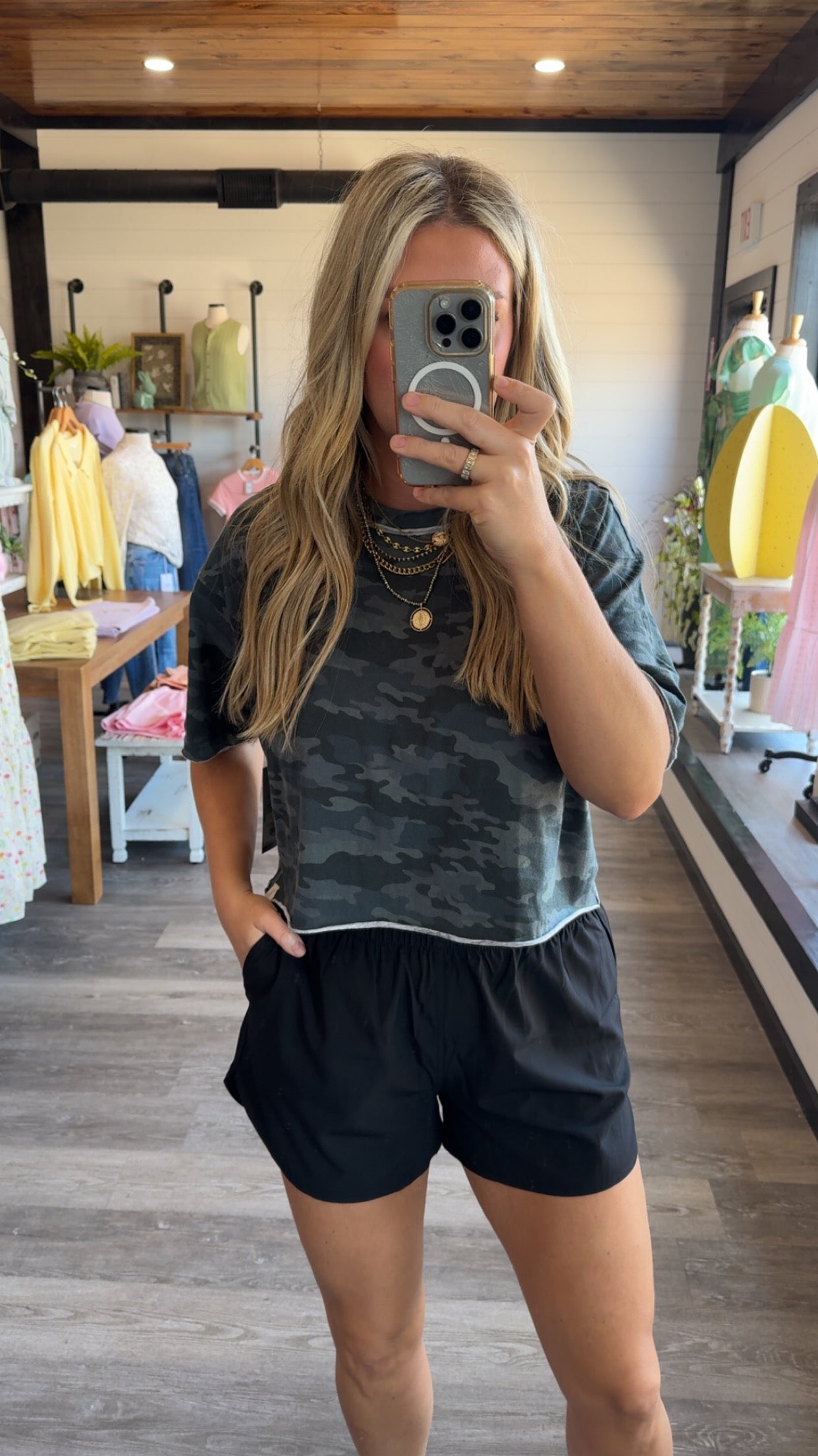 Local Girl Boxy Top - Black Camo
