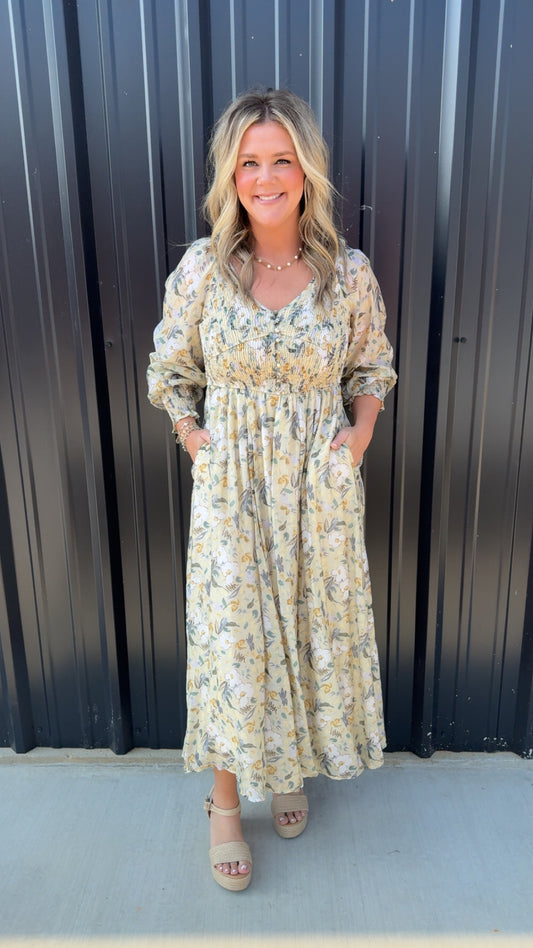 Smocked Floral Maxi Dress