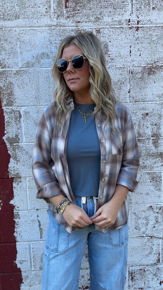 Autumn Blues Plaid Flannel