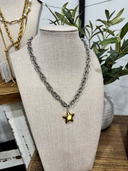 Two Toned Star Necklace