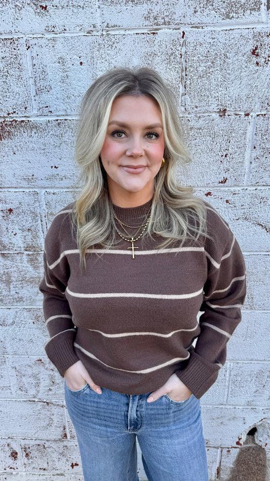 Sierra Striped Sweater - Brown/Beige